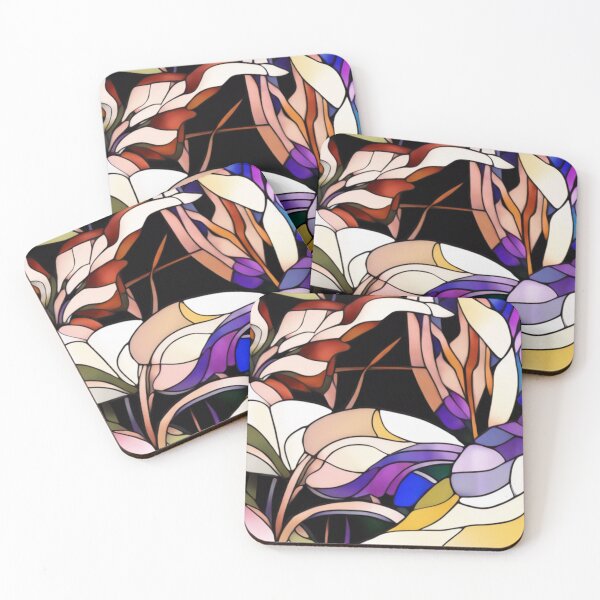 Item preview, Naive Pastel Flowers and Leaves Retro Wall Art designed and sold by NickWhittleArt.
