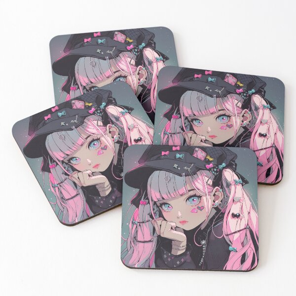 Item preview, Glum Pastel Pink Anime Girl designed and sold by bubblegoth.