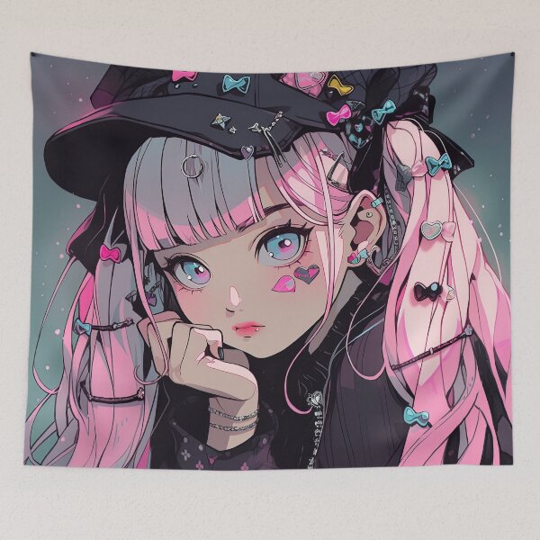 Item preview, Glum Pastel Pink Anime Girl designed and sold by bubblegoth.