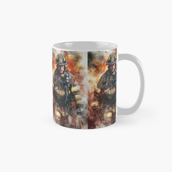 Item preview, Brave Firefighter Portrait in Watercolor Style designed and sold by Piotrek0001.