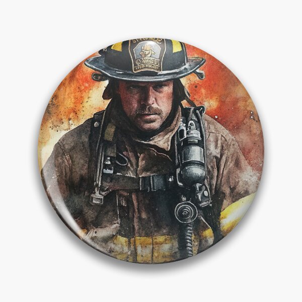 Item preview, Brave Firefighter Portrait in Watercolor Style designed and sold by Piotrek0001.