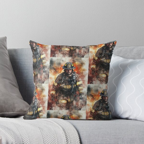 Item preview, Brave Firefighter Portrait in Watercolor Style designed and sold by Piotrek0001.