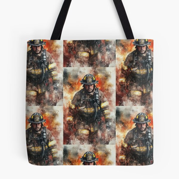 Item preview, Brave Firefighter Portrait in Watercolor Style designed and sold by Piotrek0001.