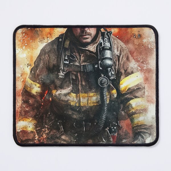 Item preview, Brave Firefighter Portrait in Watercolor Style designed and sold by Piotrek0001.
