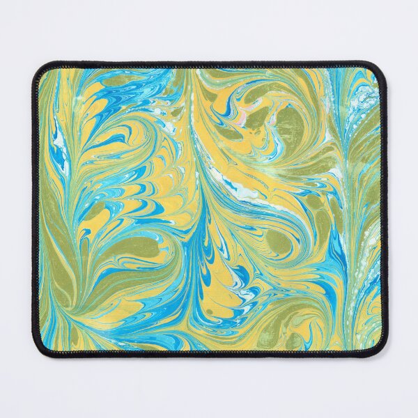 Item preview, Florentine Swirl Marbled Paper Design : Blues, Yellow and Olive Green designed and sold by TRVLR Designs.