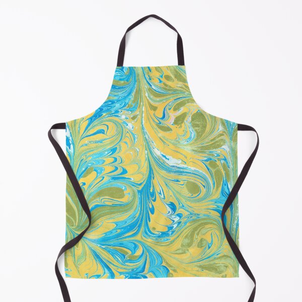 Item preview, Florentine Swirl Marbled Paper Design : Blues, Yellow and Olive Green designed and sold by TRVLR Designs.