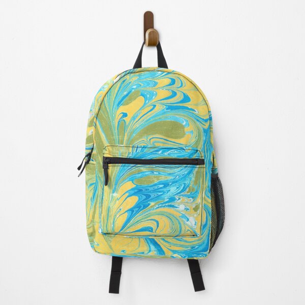 Item preview, Florentine Swirl Marbled Paper Design : Blues, Yellow and Olive Green designed and sold by TRVLR Designs.