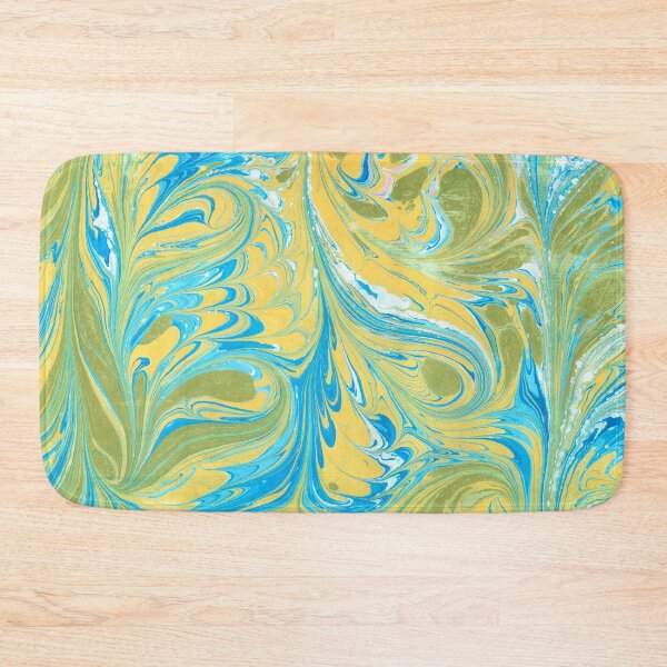 Item preview, Florentine Swirl Marbled Paper Design : Blues, Yellow and Olive Green designed and sold by TRVLR Designs.