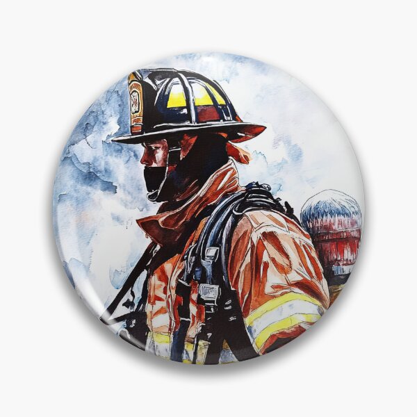 Item preview, Artistic Firefighter Portrait in Vivid Watercolors designed and sold by Piotrek0001.
