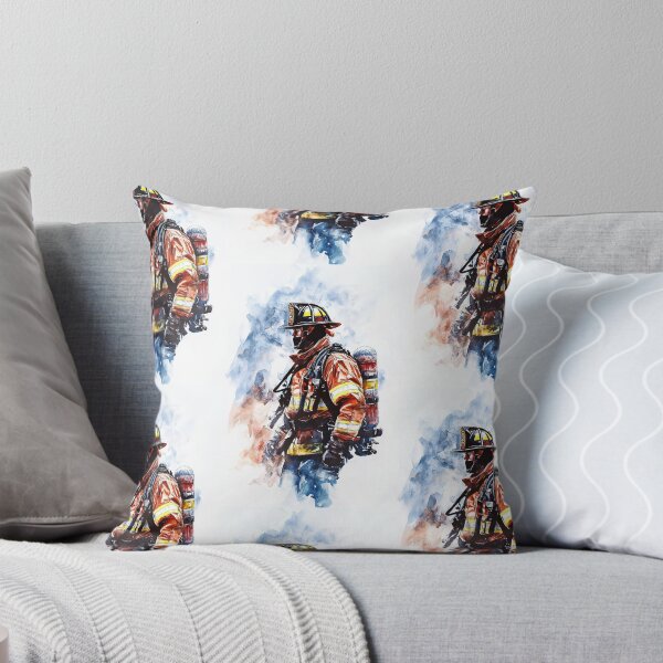 Item preview, Artistic Firefighter Portrait in Vivid Watercolors designed and sold by Piotrek0001.