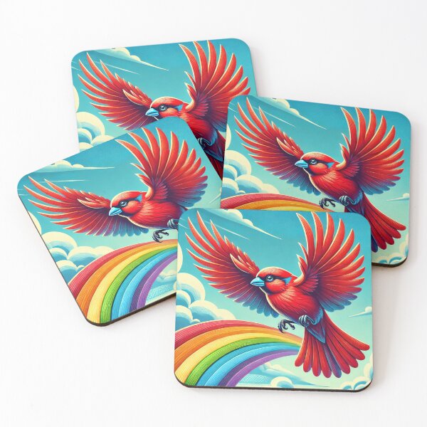 Item preview, Soaring Red Bird Above Vibrant Rainbow Skies designed and sold by willmmcintosh.