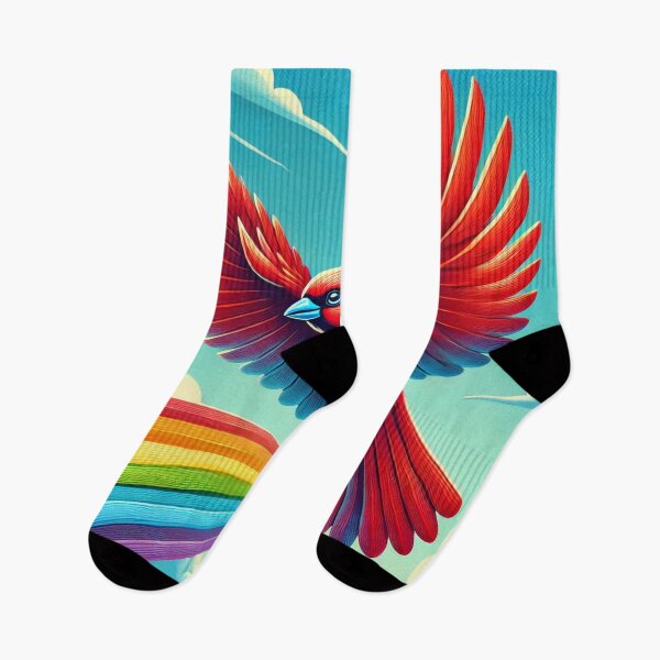 Item preview, Soaring Red Bird Above Vibrant Rainbow Skies designed and sold by willmmcintosh.