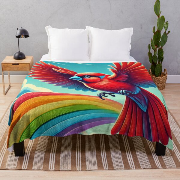 Item preview, Soaring Red Bird Above Vibrant Rainbow Skies designed and sold by willmmcintosh.