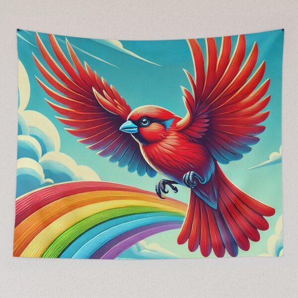 Item preview, Soaring Red Bird Above Vibrant Rainbow Skies designed and sold by willmmcintosh.
