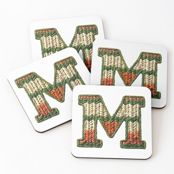 Item preview, M monogram waffle stitch designed and sold by Monascreativeempire.