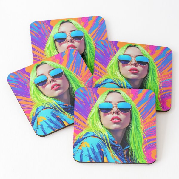 Item preview, Billie Eilish Portrait Art - Handcrafted Digital Fan Art Tribute designed and sold by HellbenderCo.