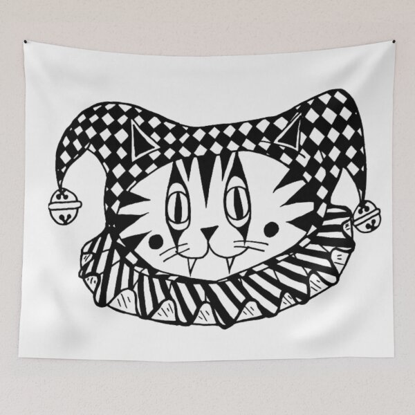 Item preview, Checkered And Stripes Carnival Jester Cat Clown designed and sold by KayTurtless.