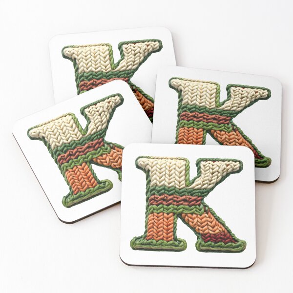 Item preview, K monogram waffle stitch designed and sold by Monascreativeempire.