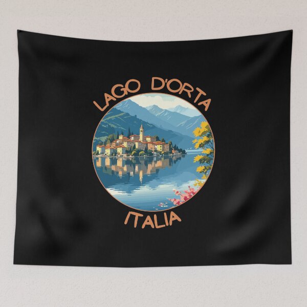 Item preview, Lago d'Orta Italia Retro Art Travel Emblem designed and sold by MaateoDesign.