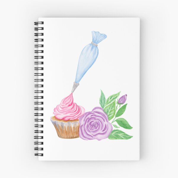 Item preview, Watercolor Bakery Pink Cupcake With Purple Rose designed and sold by daphsam.