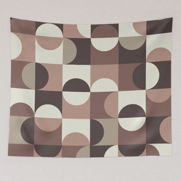 Item preview, Minimalist  Mid century  abstract circles pattern in mocha mousse, tan and brown  designed and sold by Yasminepatterns .