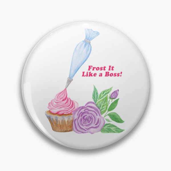Item preview, Watercolor Bakery Pink Cupcake With Purple Rose designed and sold by daphsam.