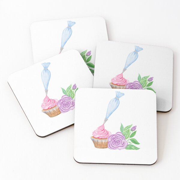Item preview, Watercolor Bakery Pink Cupcake With Purple Rose designed and sold by daphsam.