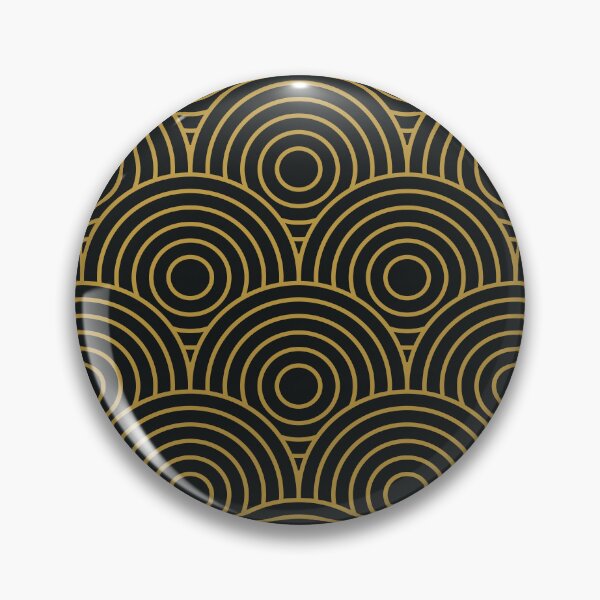 Item preview,  Art Deco Geometric Golden Circles Pattern on Black  designed and sold by Yasminepatterns .