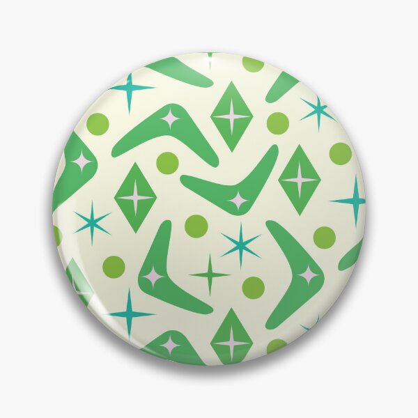 Item preview,   Mid Century Green Boomerangs with Atomic Starbursts Pattern  designed and sold by Yasminepatterns .