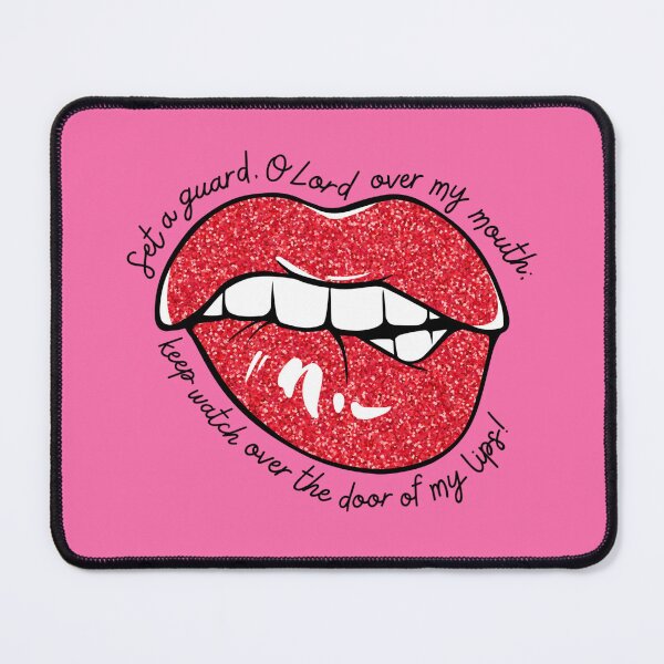 Item preview, Red Lips Psalm 141:3 Bible Verse Set a Guard O Lord over my Mouth designed and sold by Neeshki.