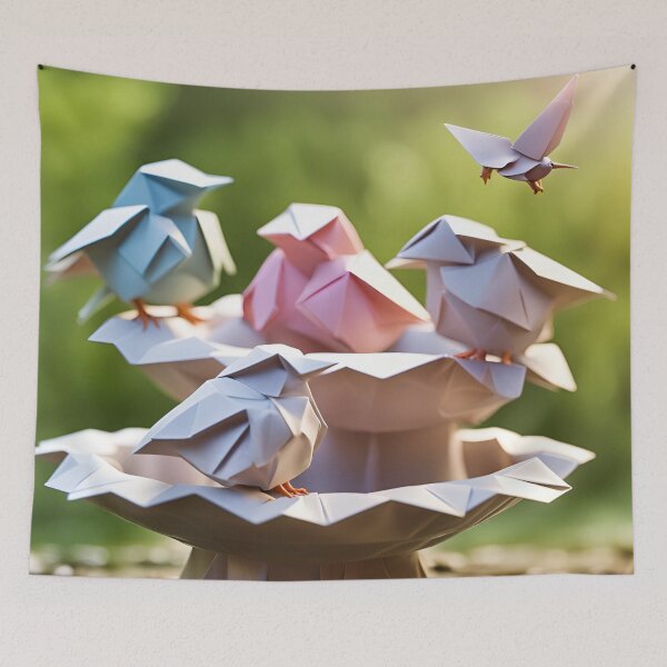 Item preview, Origami Art - Feathered Fledglings: Baby Birds Bathing Bliss designed and sold by ArtfulFolds.