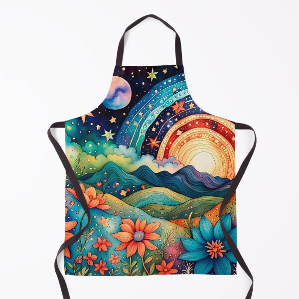 Item preview, Utopian wildflowers landscape with cosmic zentangle sky designed and sold by artedamensagem.