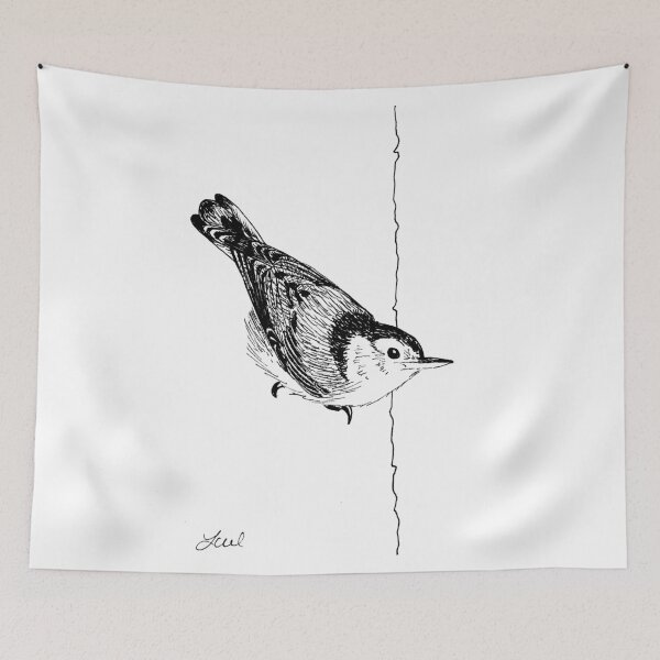 Item preview, White-breasted Nuthatch Ink Drawing designed and sold by LauraWolfArtist.