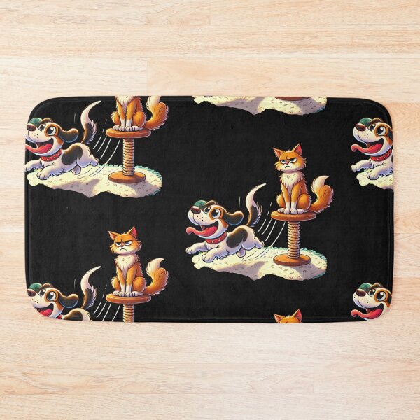 Item preview, Grumpy Cat vs. Tail-Chasing Dog Cartoon designed and sold by Desireehaz.