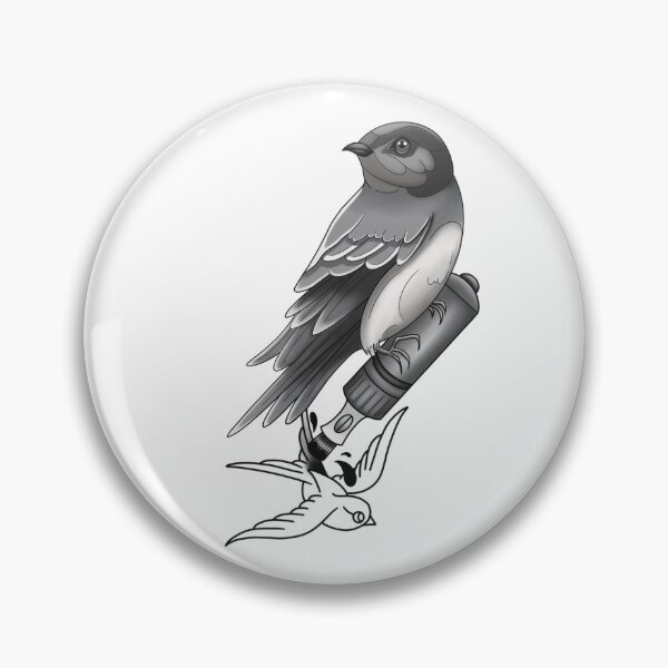 Item preview, B&W Swallow bird tattooing a swallow bird designed and sold by theartsyeq_art.