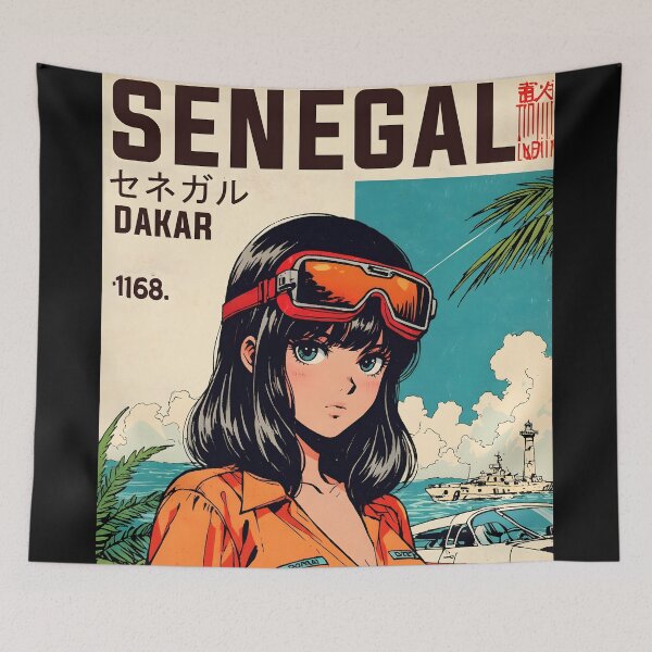 Item preview, Dakar Senegal Retro Anime Girl 80s Vintage Travel designed and sold by Retro-Anime9.