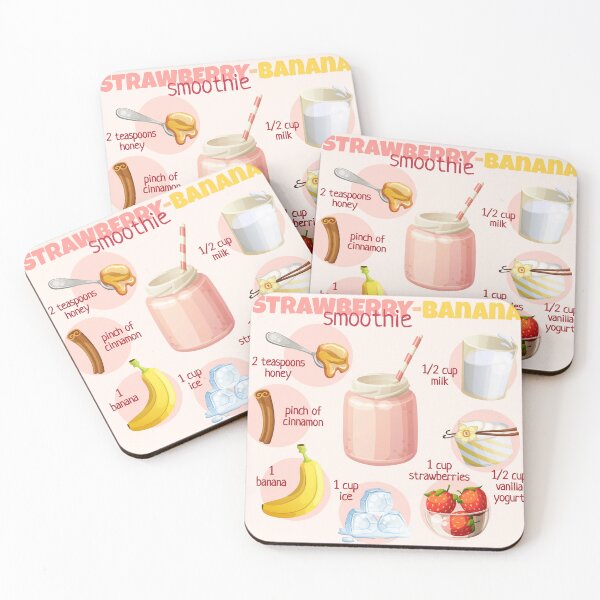 Item preview, Strawberry Banana Smoothie Recipe designed and sold by kimberpix.