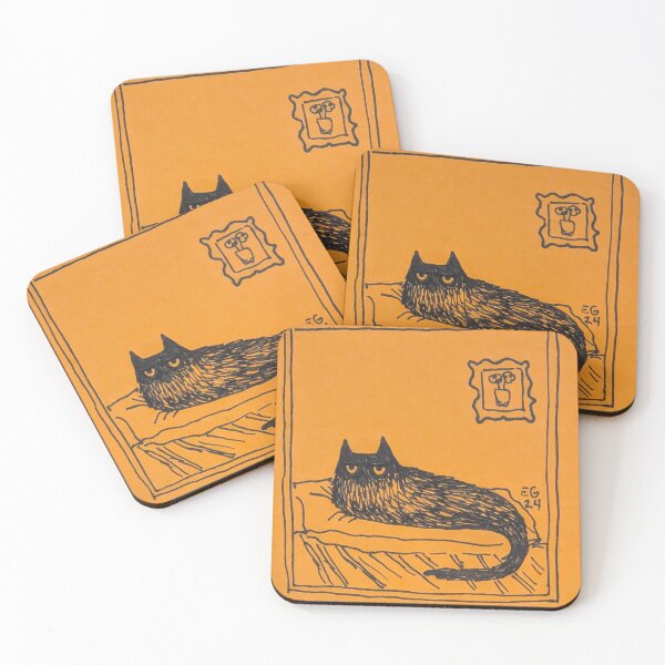 Item preview, Sketchy Meh black cat art designed and sold by Emilyslibrary.