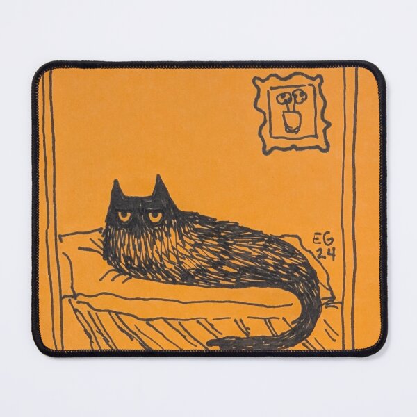 Item preview, Sketchy Meh black cat art designed and sold by Emilyslibrary.