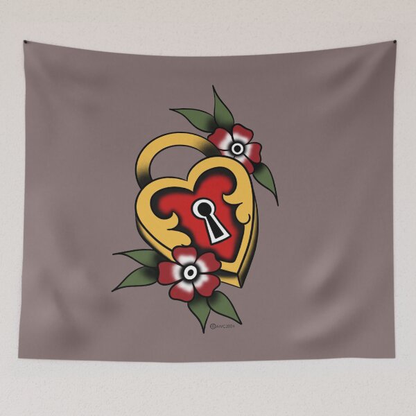 Item preview, Locked up heart Classic Tattoo Design designed and sold by The-AWC.