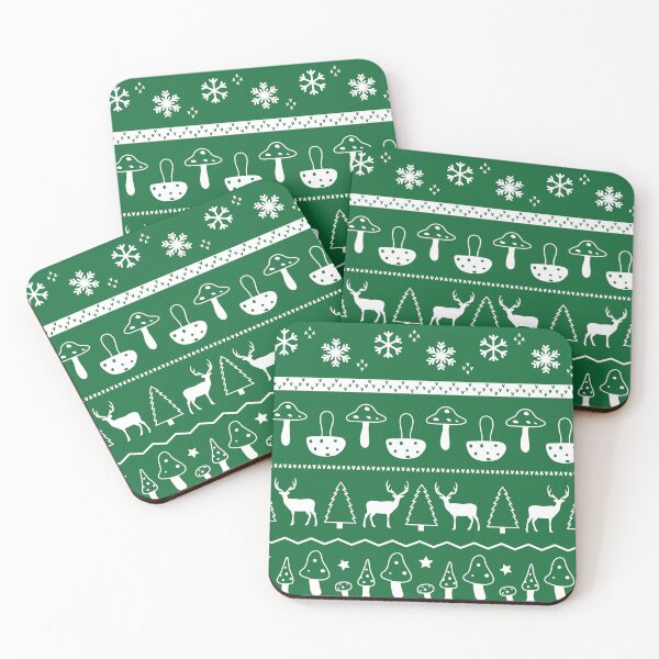 Item preview, Mushroom Fair Isle Holiday Green designed and sold by VintageStyle.