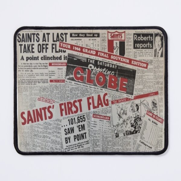 Item preview, The Sporting Globe 1966 VFL Grand Final Saints First Premiership Flag designed and sold by PLANTONE.