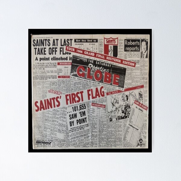 Item preview, The Sporting Globe 1966 VFL Grand Final Saints First Premiership Flag designed and sold by PLANTONE.