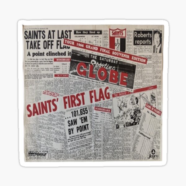 Item preview, The Sporting Globe 1966 VFL Grand Final Saints First Premiership Flag designed and sold by PLANTONE.