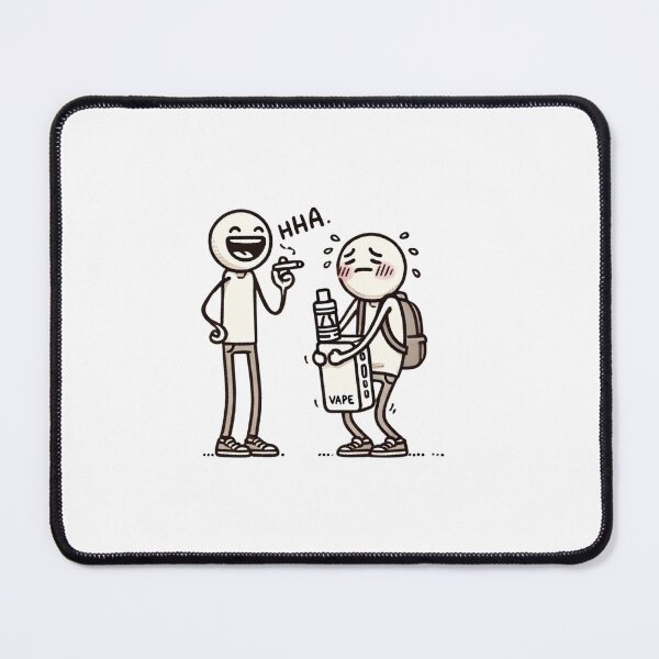 Item preview, Funny Stick Figure Cartoon – Smoker Laughing at Embarrassed Vaper designed and sold by mkzmerch.