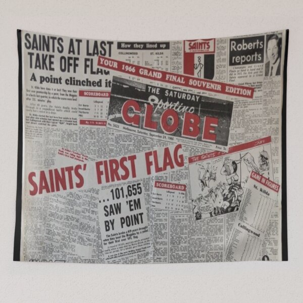 Item preview, The Sporting Globe 1966 VFL Grand Final Saints First Premiership Flag designed and sold by PLANTONE.