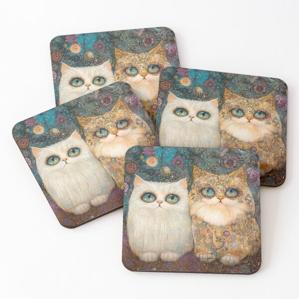 Item preview, Two Whimsical Klimt cats portrait2 designed and sold by peterlawrence13.