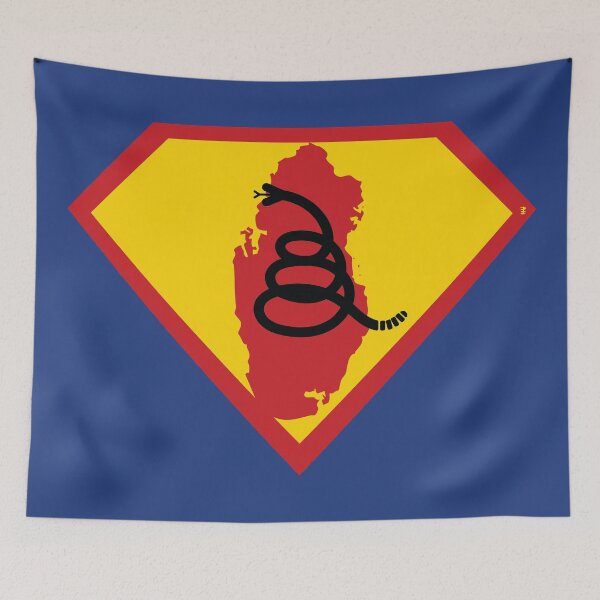 Item preview, QATAR  - Freedom Is The Superpower - Modern Gadsden Snake Flag - Dont Tread On Me SUPERHERO design designed and sold by pelagio.
