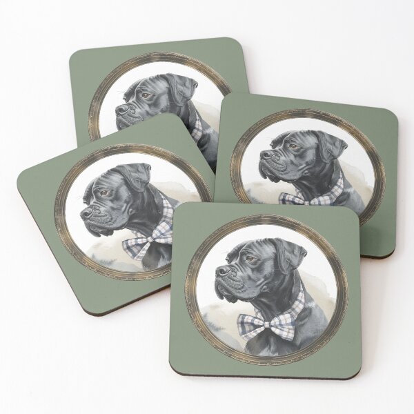 Item preview, Black Boxer Proper Pup Portrait designed and sold by IllustrateJillE.