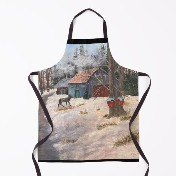 Item preview, Sugar Mapling Time Oil Painting. Elk crossing a path to the sugar farm. designed and sold by KarenZuk.